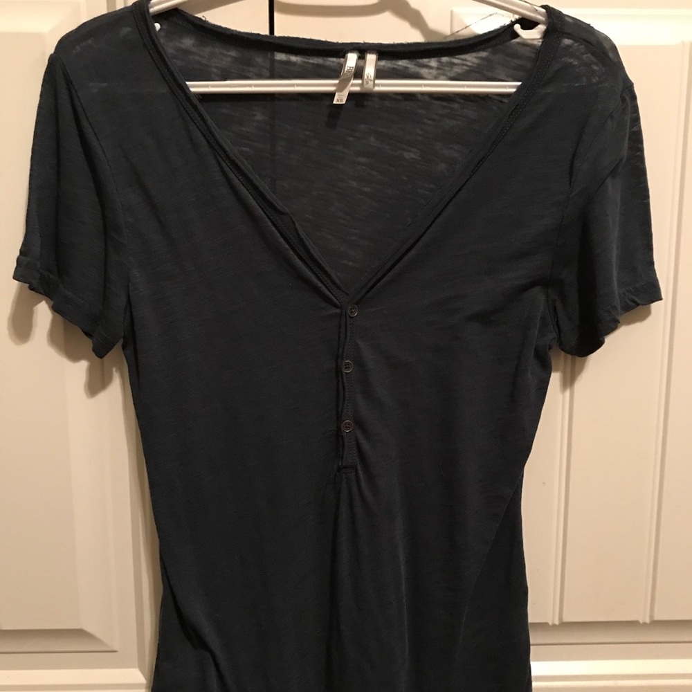 Navy quarter button up